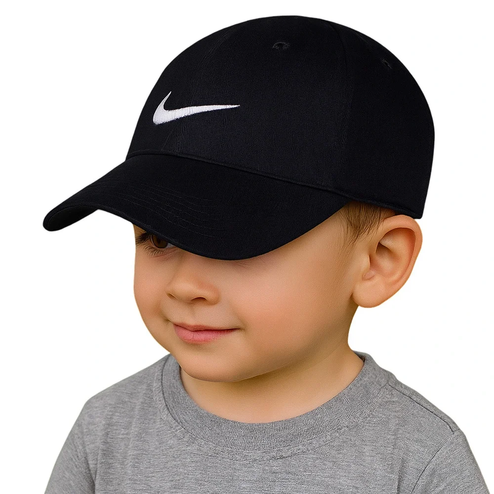 Nike Club Cap Kids Youth Swoosh Adjustable Hat Black White Size 4-7 New